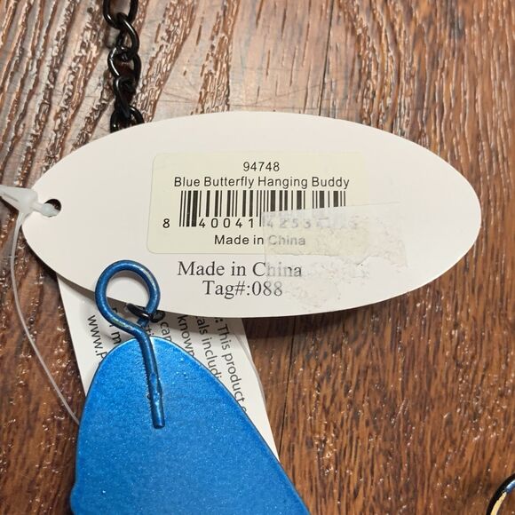 Sunset Vista Designs 34.5” Butterfly Wind Bell, Indoor/Outdoor Garden Chime Blue - Picture 7 of 7